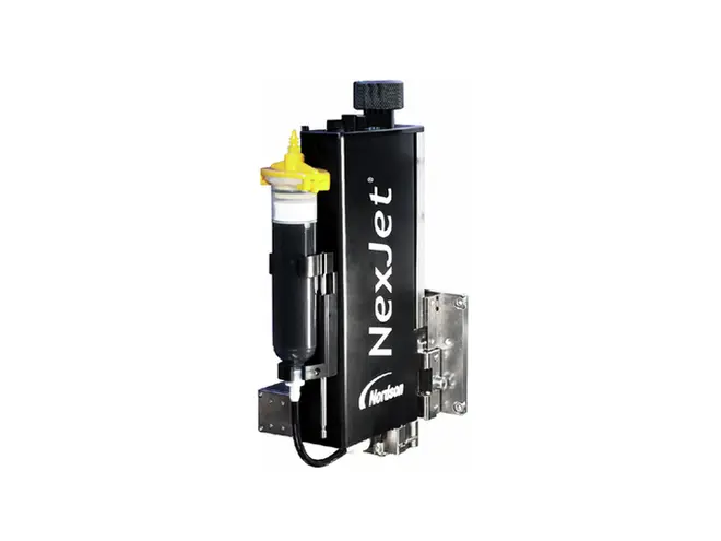 ASYMTEK NexJet NJ-8 Jet-Dosiersystem mit ReadiSet-Jet-Kartuschen.